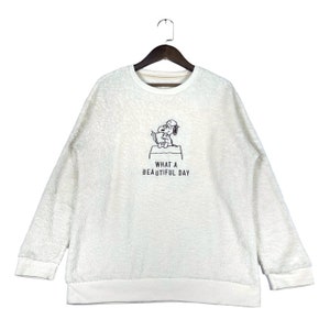 Vintage Uniqlo X Peanuts Snoopy pluizig fleece sweatshirt witte trui trui maat M