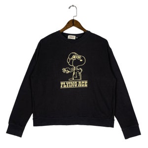 Vintage Snoopy Flying Ace Sweatshirt Crewneck Grey Pullover Jumper Size M