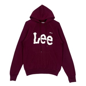 Vintage 90s Lee Hoodie Sweater Pullover Maroon Made in USA Jumper Size L