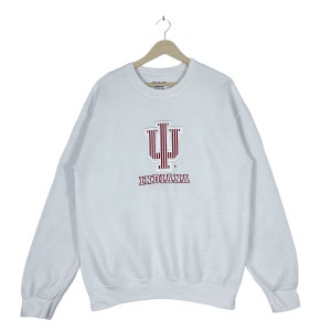 Vintage Indiana University Bloomington Sweatshirt Crewneck White Pullover Jumper Size M