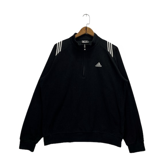 Vintage Adidas Half Zip Fleece Sweatshirt Black Made in Japan