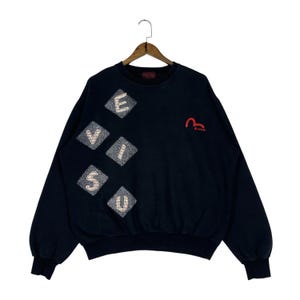 Vintage Evisu Sweatshirt: Big Logo Embroidery, Made in Korea, Size L