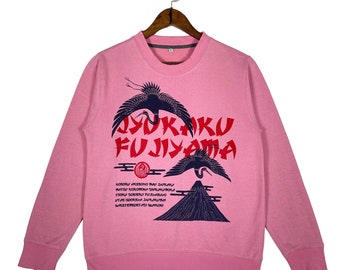 Vintage Jyukaku Fujiyama Pink Sweatshirt Crewneck Pullover Jumper Size M