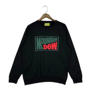 Vintage Mountain Dew Sweatshirt Crewneck Black Pullover Jumper Size L