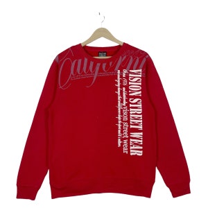 Vintage Vision Street Wear California Sweatshirt Crewneck Red Pullover Jumper Size M