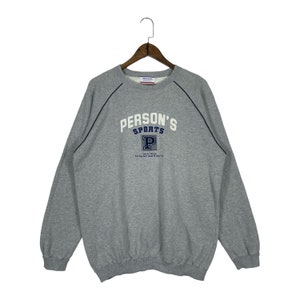 Vintage Person’s Sports Sweatshirt Crewneck Grey Pullover Jumper Size L