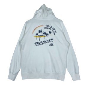 Vintage Piko Hawaiian Longboard Wear Hoodie White Made in USA Pullover Jumper Size L