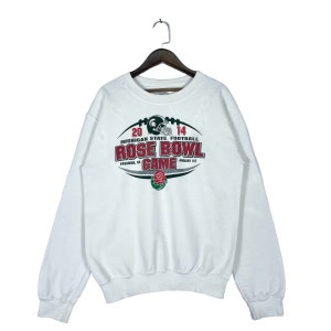 Vintage MSF Rose Bowl Game Sweatshirt Crewneck White Pullover Jumper Size S