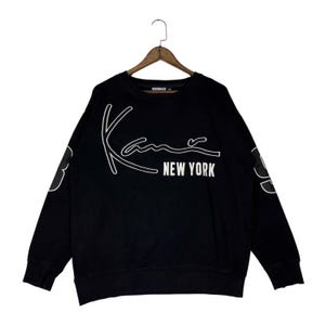 Vintage Karl Kani New York Sweatshirt Crewneck Black Big Logo Embroidery Pullover Jumper Size M