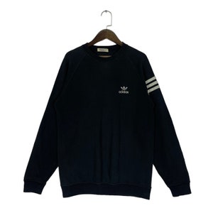 Vintage Adidas Crewneck Sweatshirt Black Pullover Jumper Size L