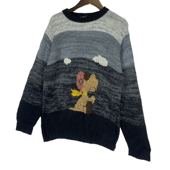 Vintage Snoopy Grey Gradient Stockinette Knit Swe… - image 4