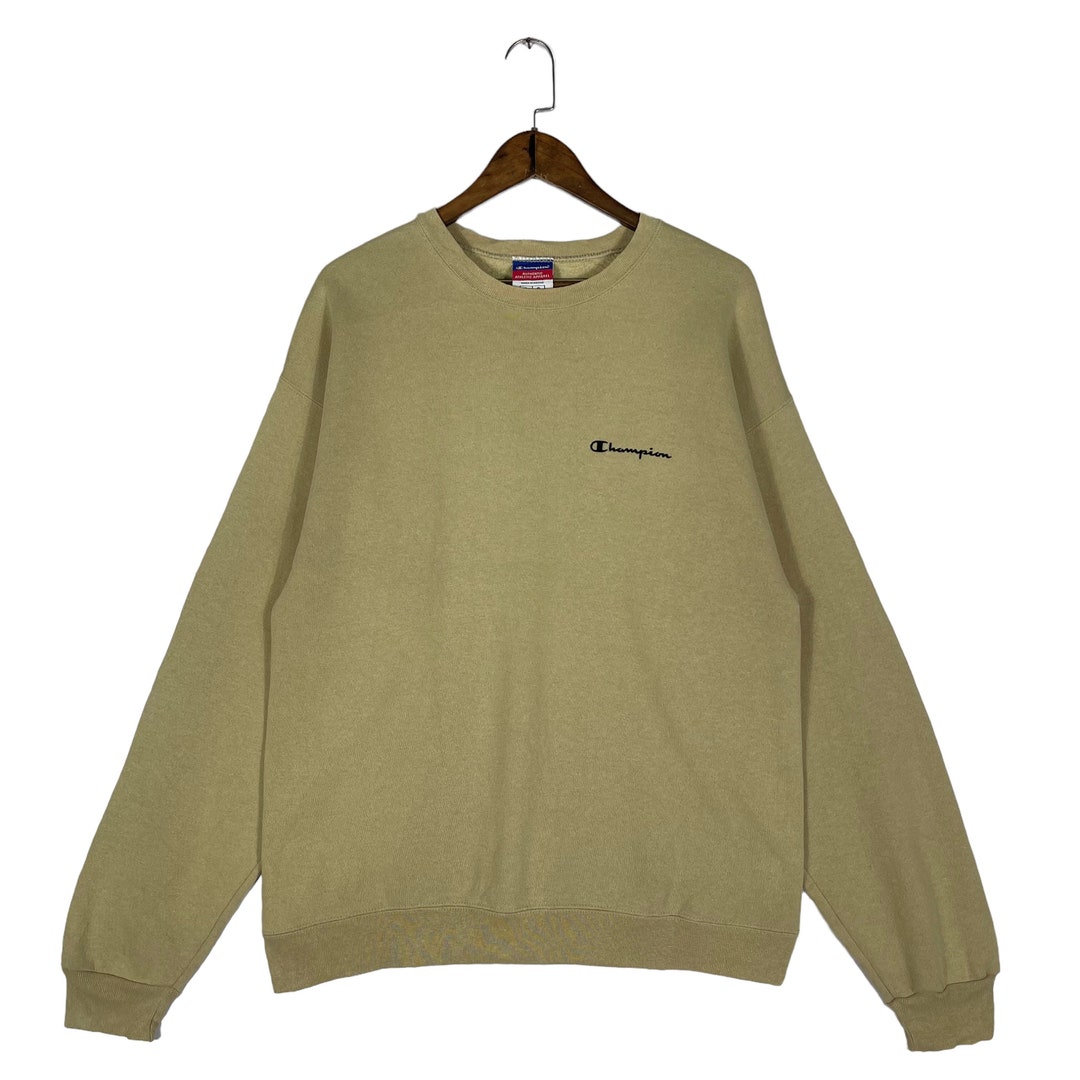 Vintage Champion Sweatshirt Crewneck Beige Pullover Jumper Size L