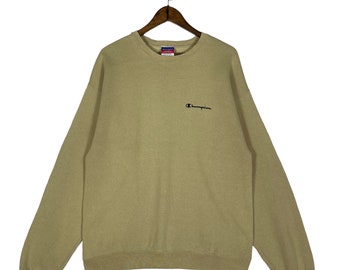 Vintage Champion Sweatshirt Crewneck Beige Pullover Jumper Size L