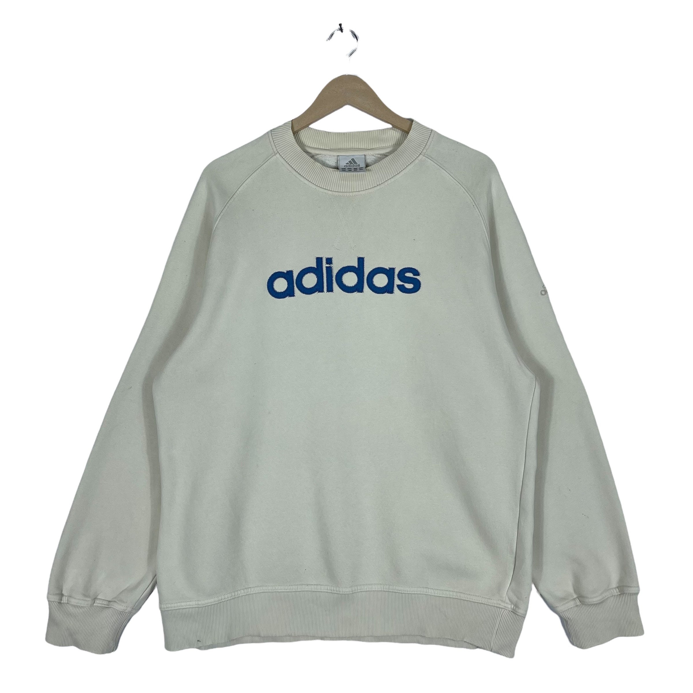 Peticsawonilo Vintage Adidas Sweatshirt Crewneck White Made in Turkey Pullover Jumper