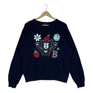 vintage Beams Sweat Crewneck Navy Made in China Blue Pullover Jumper Taille M