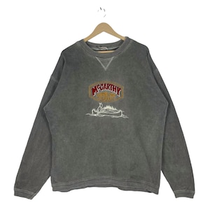 Vintage 90er McCarthy General Store Sweatshirt Crewneck Green Stonewash Pullover Jumper S