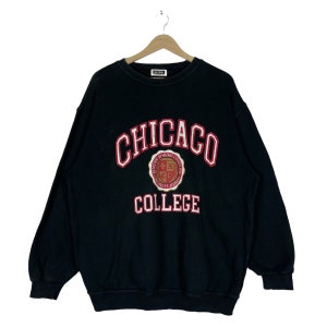 Vintage Chicago College Sweatshirt Crewneck Black Pullover Jumper Size LL