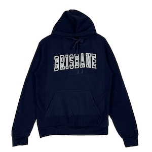 Vintage Brisbane Australia Hoodie Sweater Pullover Navy Blue Jumper M