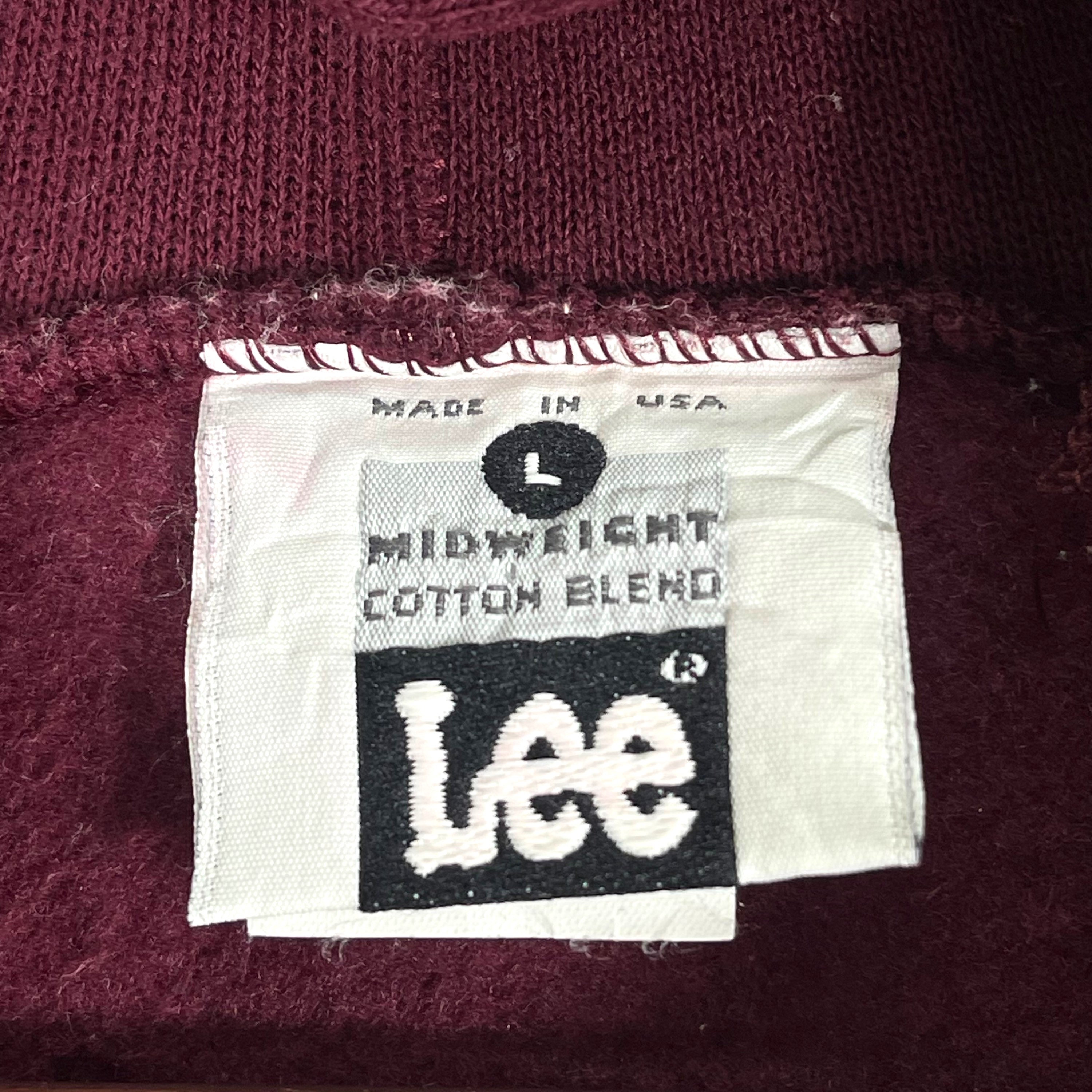 Vintage 90s Lee Hoodie Sweater Pullover Maroon Made in USA Jumper
