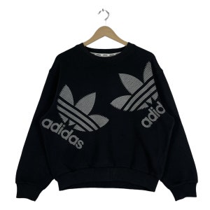 Vintage 90s Adidas Sweatshirt Crewneck Black Pullover Jumper Size L