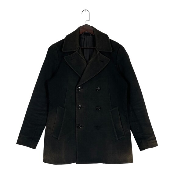 【超希少】Helmut Lang 2004AW Mole Skin P-coat Helmut Lang Moleskin Peacoat Vintage Helmut Lang Sun Faded Black