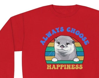 Sudadera Otter Happiness / Regalo para amantes de la nutria / Diseño de nutria / hermosa sudadera unisex de nutria