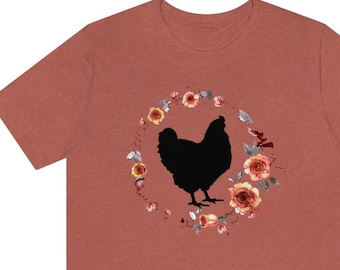 Floral Chicken Watercolor T-Shirt | Unisex Jersey Tee