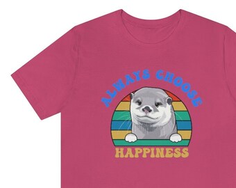 Otter Happiness T-Shirt, Cute Graphic Tee, Otter Lover Gift