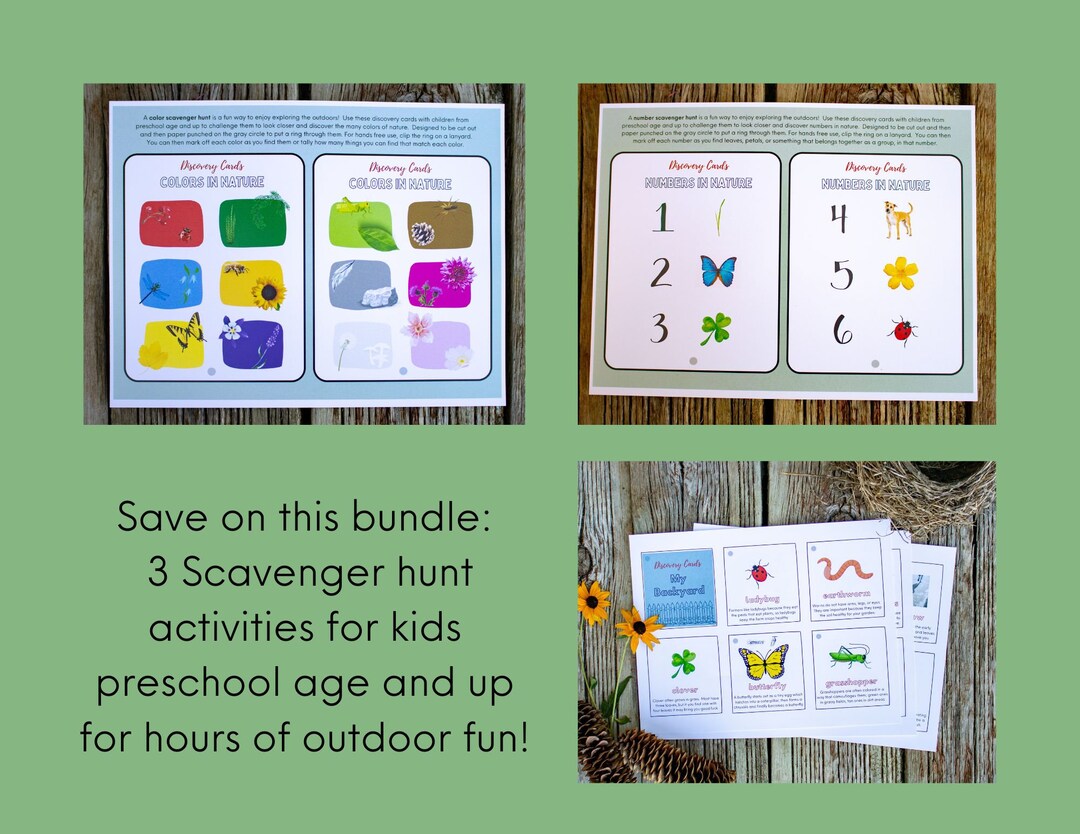 Bundle of 3 Nature Scavenger Hunt Activities for Young Kids. Search and ...
