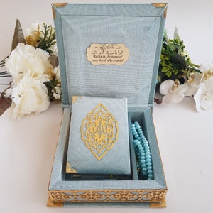 Oración personalizada Terciopelo Corán Perla Oración Cuentas Conjunto de regalos islámicos / Regalo Eid / Favores de boda / Regalo de cumpleaños / Ramadán Mubarak