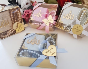 Velvet Mini Quran Pearl Tasbeeh Decorated Box Gift Set | Eid Favor | Wedding Favors | Baby Shower Favor | Graduation Favor | Muslim Favor