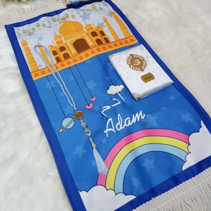Tappetino da preghiera di lusso per bambini, tappeto da preghiera per bambini Kaaba, Ramadan Eid, tappeto da preghiera per bambini, regalo Eid per bambini, regalo islamico
