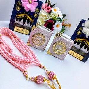Velvet Mini Quran Pearl Tasbeeh Decorated Box Gift Set | Eid Favor | Wedding Favors | Baby Shower Favor | Graduation Favor | Muslim Favor