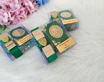 Velvet Mini Quran Pearl Tasbeeh Decorated Box Gift Set | Eid Favor | Wedding Favors | Baby Shower Favor | Graduation Favor | Muslim Favor