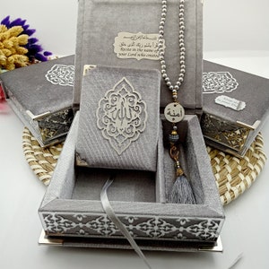 Gepersonaliseerde gebed fluwelen koran parel gebed kralen islamitische geschenkset | Eid-cadeau | Bruiloft gunsten | Verjaardagscadeau | Ramadan Mubarak