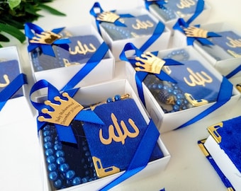 Velvet Mini Quran Pearl Tasbeeh Decorated Box Gift Set | Eid Favor | Wedding Favors | Baby Shower Favor | Graduation Favor | Muslim Favor