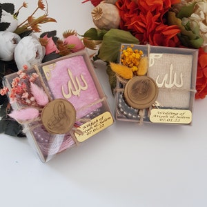 Velvet Mini Quran Pearl Tasbeeh Decorated Box Gift Set | Eid Favor | Wedding Favors | Baby Shower Favor | Graduation Favor | Muslim Favor