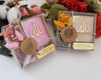 Velvet Mini Quran Pearl Tasbeeh Decorated Box Gift Set | Eid Favor | Wedding Favors | Baby Shower Favor | Graduation Favor | Muslim Favor