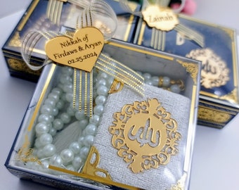 Velvet Mini Quran Pearl Tasbeeh Decorated Box Gift Set | Eid Favor | Wedding Favors | Baby Shower Favor | Graduation Favor | Muslim Favor