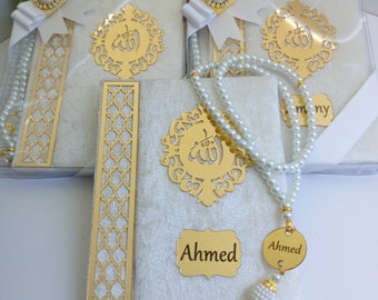 Personalized Velvet Dua Book Tasbeeh Pouch with Decorated Box Muslim Gift Set | Eid Gift | Wedding Gift | Baby Shower Gift | Hajj Umrah Gift