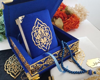 Personalized Prayer Velvet Quran Pearl Prayer Beads Islamic Gift Set | Eid Gift | Wedding Favors | Birthday Gift | Ramadan Mubarak