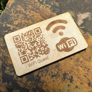 Aangepaste houten lasergesneden wifi-aanmeldingskaart | 3 x 5 inch | Gemakkelijke gasttoegang | Perfect voor huizen, AirBNB's, VRBO's, campers, hotels, restaurants en cafés