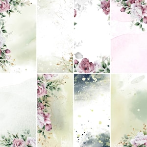 rêver éveillé. papier numérique élégant et romantique. Papier de scrapbooking digi vert, rose et violet. pivoine. aquarelle. image numérique