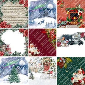 Watercolor Christmas Backgrounds: Scrapbooking & Card Making (JPG Files)