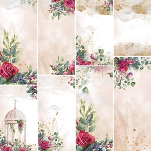 Amore rosso per te 1. carta digitale nei colori rosso e oro. bellissime rose su sfondo oro. biglietto e scrapbooking. carta digitale jpg. matrimonio