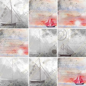 Seereise. digitales Papier. digi scrapbooking Papier. Leben im Meer, Seefahrt, Boot, Schiff, Kompass. Digitales Papier für Kartenmacher.