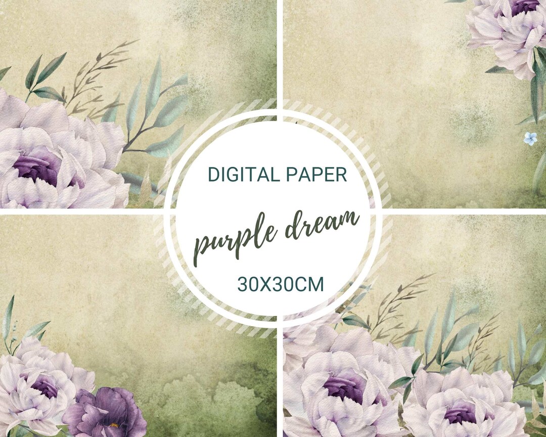 Purple Dream. 20 Digital Pages for Scrapbooking, Cards Making, Purple ...