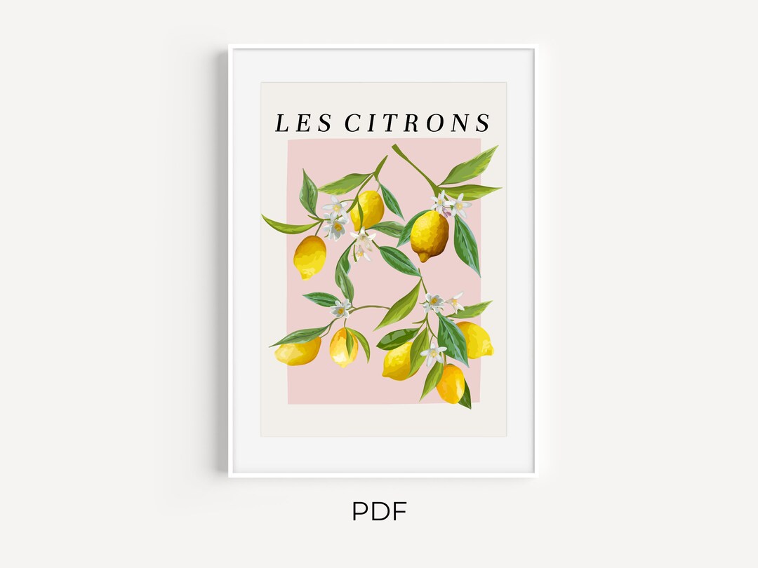 Les Citrons Purple, Citrus Illustration Art, Modern Minimal Colorful ...