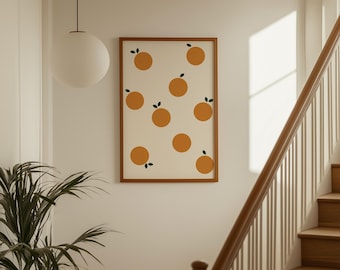 Orange No. 1, Orange Art, Orange Poster, Simple Fruit Wall Decor, Print for Kitchen and Livingroom | Instant Download | Digital Design