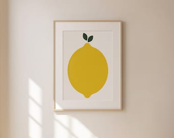 Lemon No. 3, Citrus Art, Lemon Poster | Instant Download | Digital Design